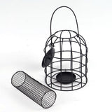 Iron Cage Bird Feeder Metal Bird Food Dispenser Hanging Feeding Column - Side View