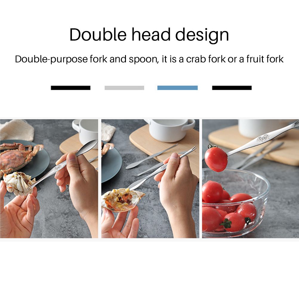 Stainless Steel Seafood Tools Crab Fork Spoon Crab Needle Multipurpose Meat Spoon