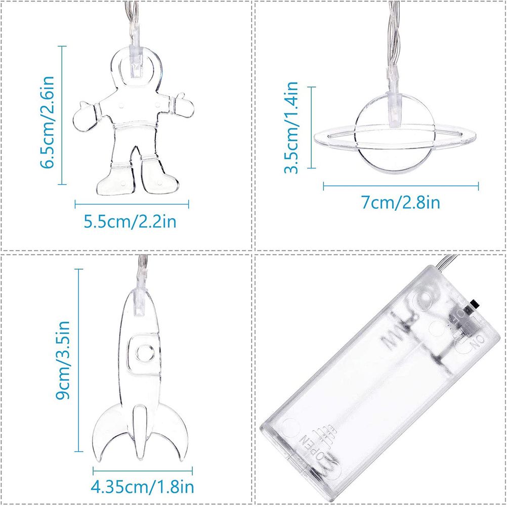 3Meter 20LED LED String Light Astronaut Spaceship Pendants Holiday Party Lights Outerspace Room Decor for Kids Room Decor