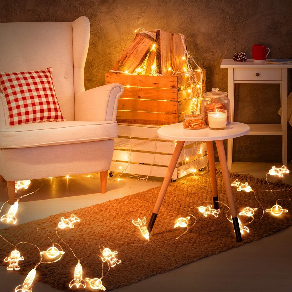 3Meter 20LED LED String Light Astronaut Spaceship Pendants Holiday Party Lights Outerspace Room Decor for Kids Room Decor