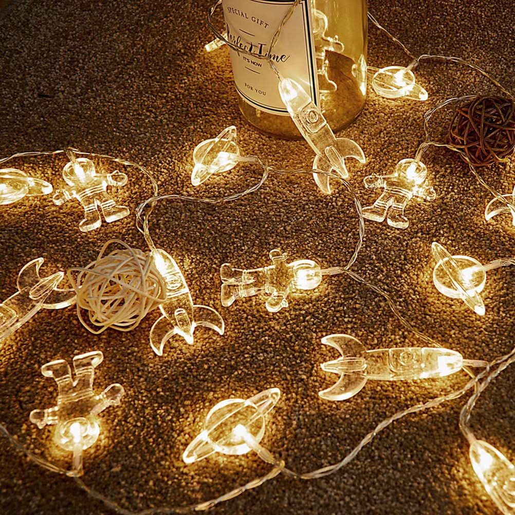 3Meter 20LED LED String Light Astronaut Spaceship Pendants Holiday Party Lights Outerspace Room Decor for Kids Room Decor
