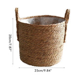 Flower Pots Seagrass Plant Basket with Handle Indoor Woven Flower Pot Toy Storage Container for Gardens Wedding Decoration