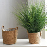Flower Pots Seagrass Plant Basket with Handle Indoor Woven Flower Pot Toy Storage Container for Gardens Wedding Decoration - Close-Up Angle