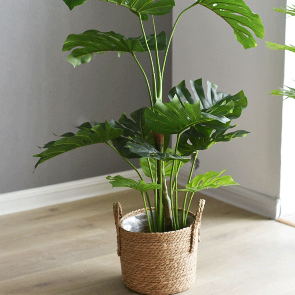 Flower Pots Seagrass Plant Basket with Handle Indoor Woven Flower Pot Toy Storage Container for Gardens Wedding Decoration