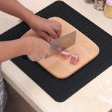 Silicone Drying Mat Silicone Heat Resistant Draining Mat 40 x 30 cm Non Slip Dish Drying Mat Kitchen Pot Coasters Place Mats - Top-Down View