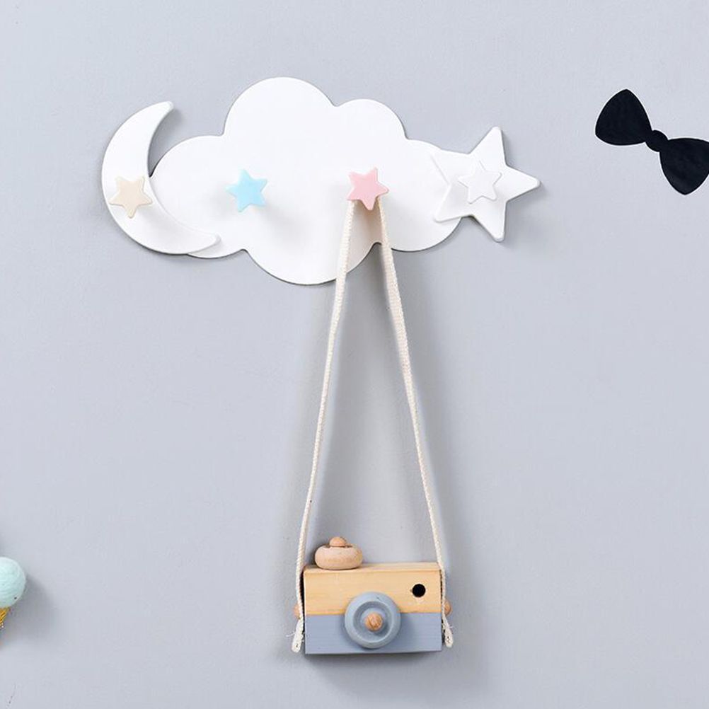 Cloud Moon Star Wall Mounted Hooks DIY Hanger Wall Decoration Children's Room Decor