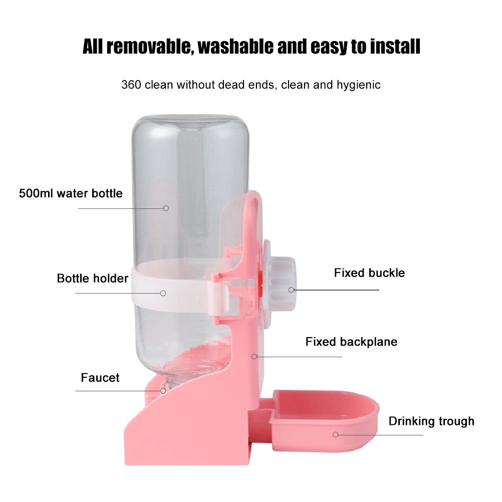 500ml Rabbit Water Feeder Pet Cage Suspended Water Dispenser Hanging Automatic Small Animal Water Bottle Bowl
