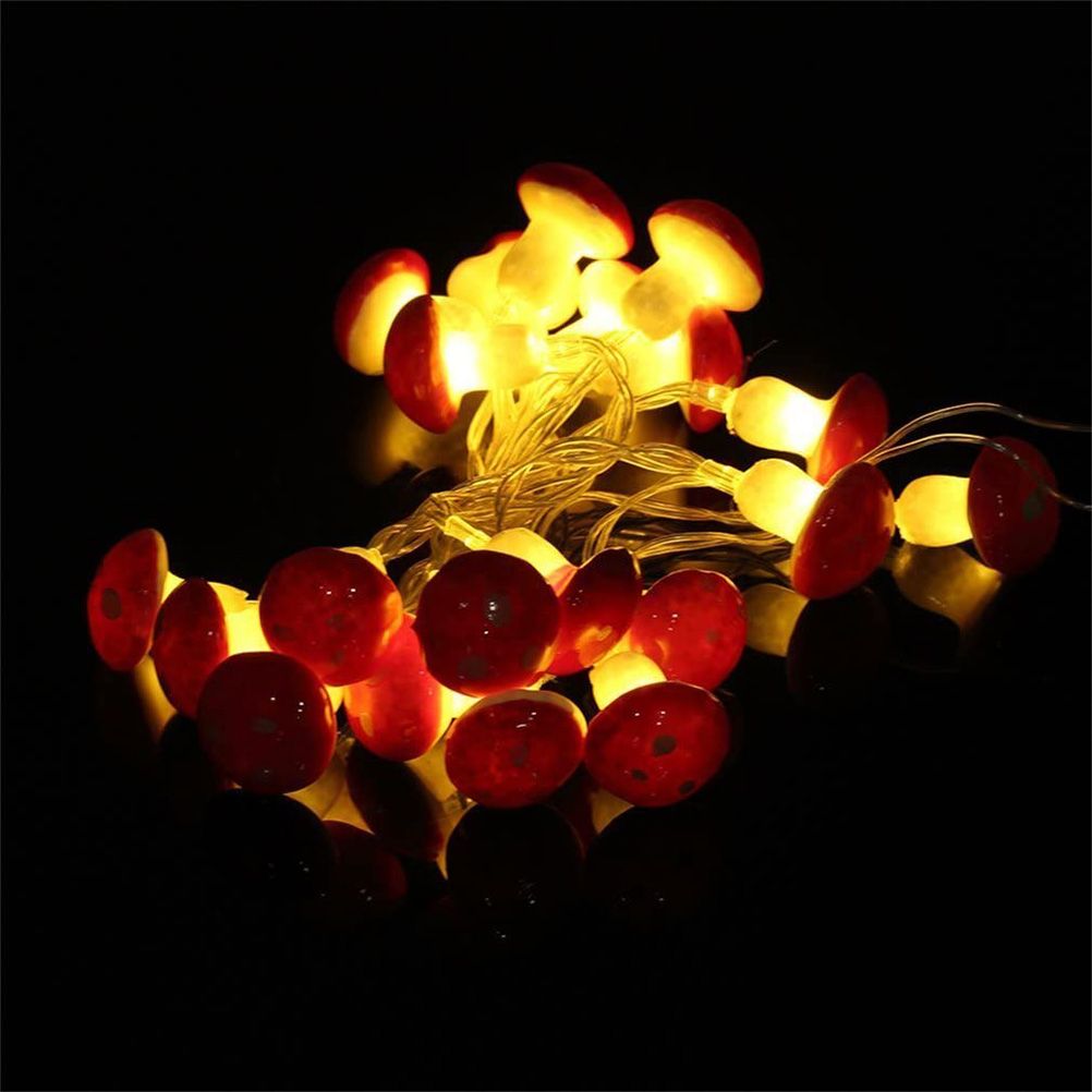 20 LED Mushroom String Lights LED Light Strip Garden Decoration Light for Christmas Wedding Party