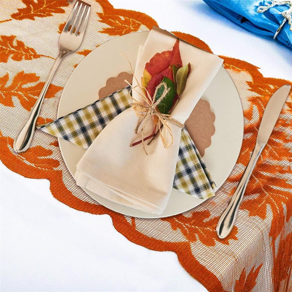 Maple Leaf Lace Table Runner Autumn Tablecloth Table Decoration for Thanksgiving Harvest Season