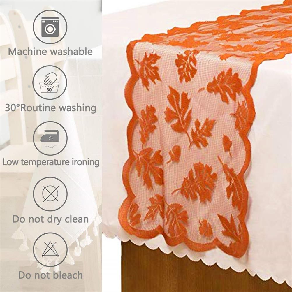 Maple Leaf Lace Table Runner Autumn Tablecloth Table Decoration for Thanksgiving Harvest Season