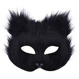 Halloween Fluffy Mask Masquerade Halloween Mask Props Animal Half Face Mask for Men and Women