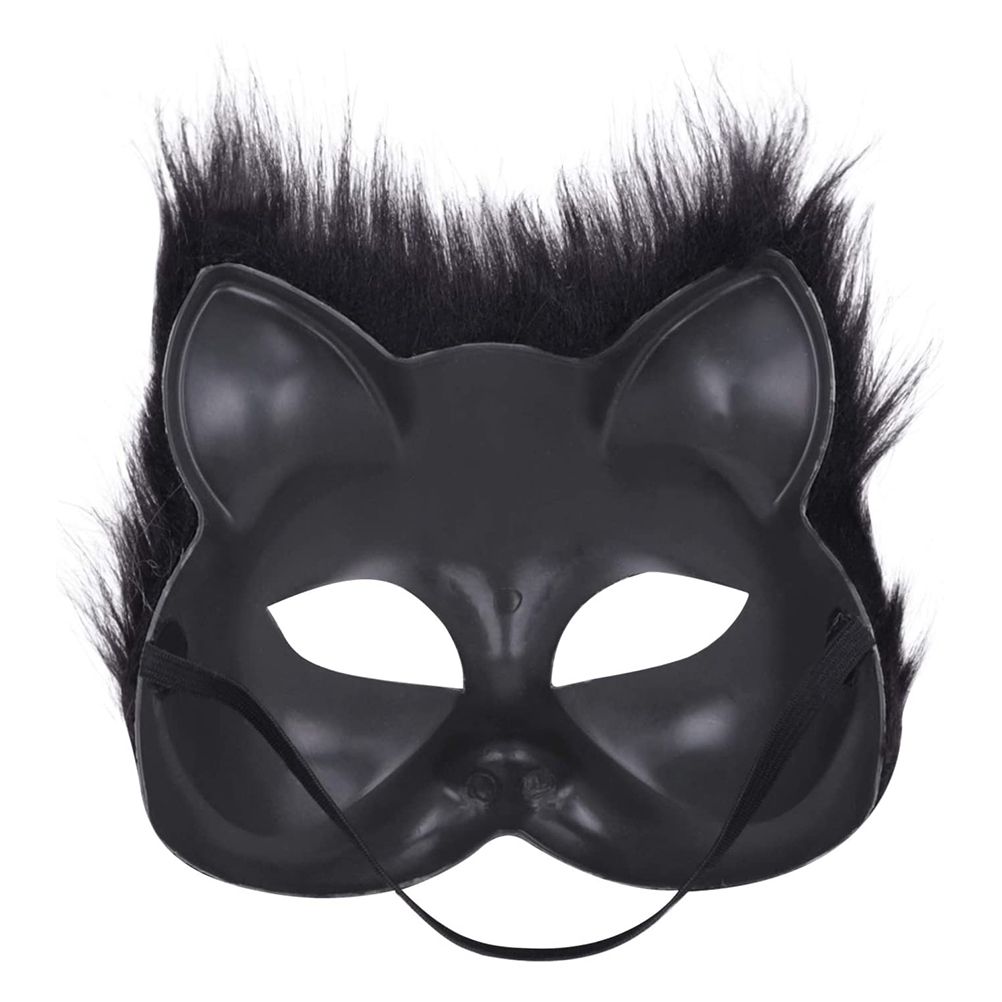 Halloween Fluffy Mask Masquerade Halloween Mask Props Animal Half Face Mask for Men and Women