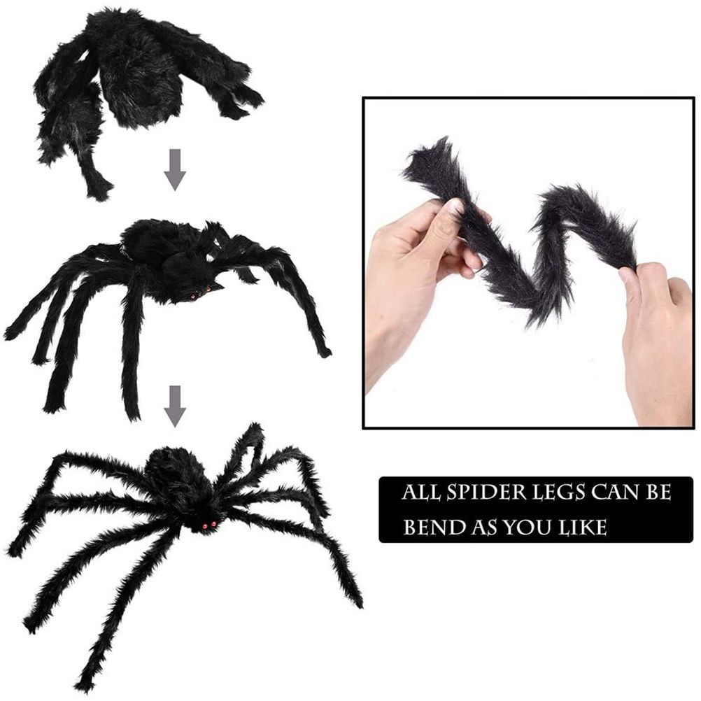 200cm Giant Halloween Spider Decorations Props Adjustable Simulation Hanging Spider for Halloween Indoor Outdoor Decorations
