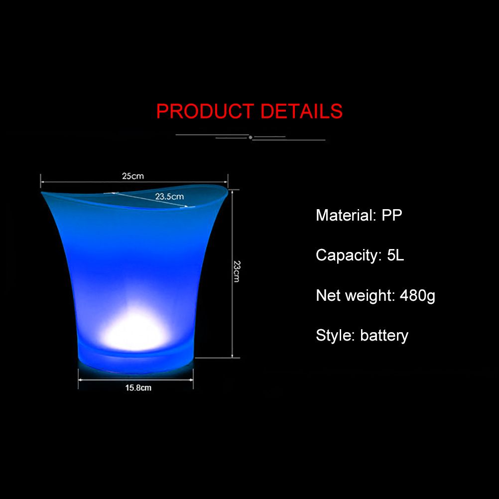 LED Ice Bucket Color Changing Wine Bucket Round Plastic Ice Bucket For KTV Party Bar