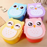 Cute Owl Students Lunch Box Portable Kids Bento Box Food Container Camping Picnic Storage Box - Side View