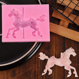 Silicone Mold 3D Carousel Horse Chocolate Mold Non Stick Fondant Mold for Decorating Cakes Chocolate Baking Kitchen