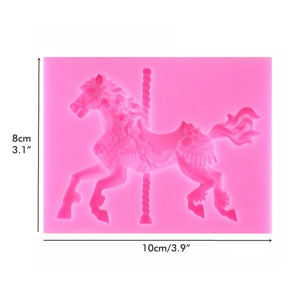 Silicone Mold 3D Carousel Horse Chocolate Mold Non Stick Fondant Mold for Decorating Cakes Chocolate Baking Kitchen