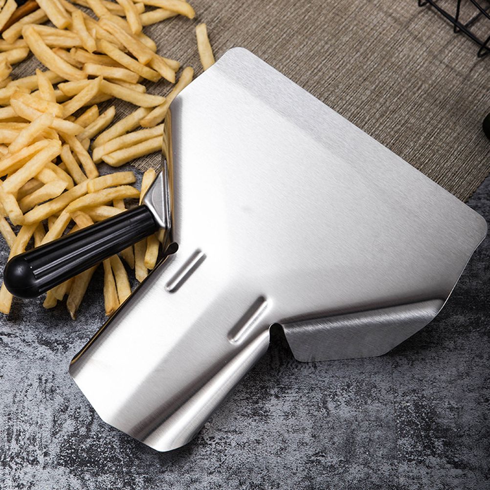 Popcorn Shovel Stainless Steel French Fry Scoop Popcorn Serving Scoop with Right Handle