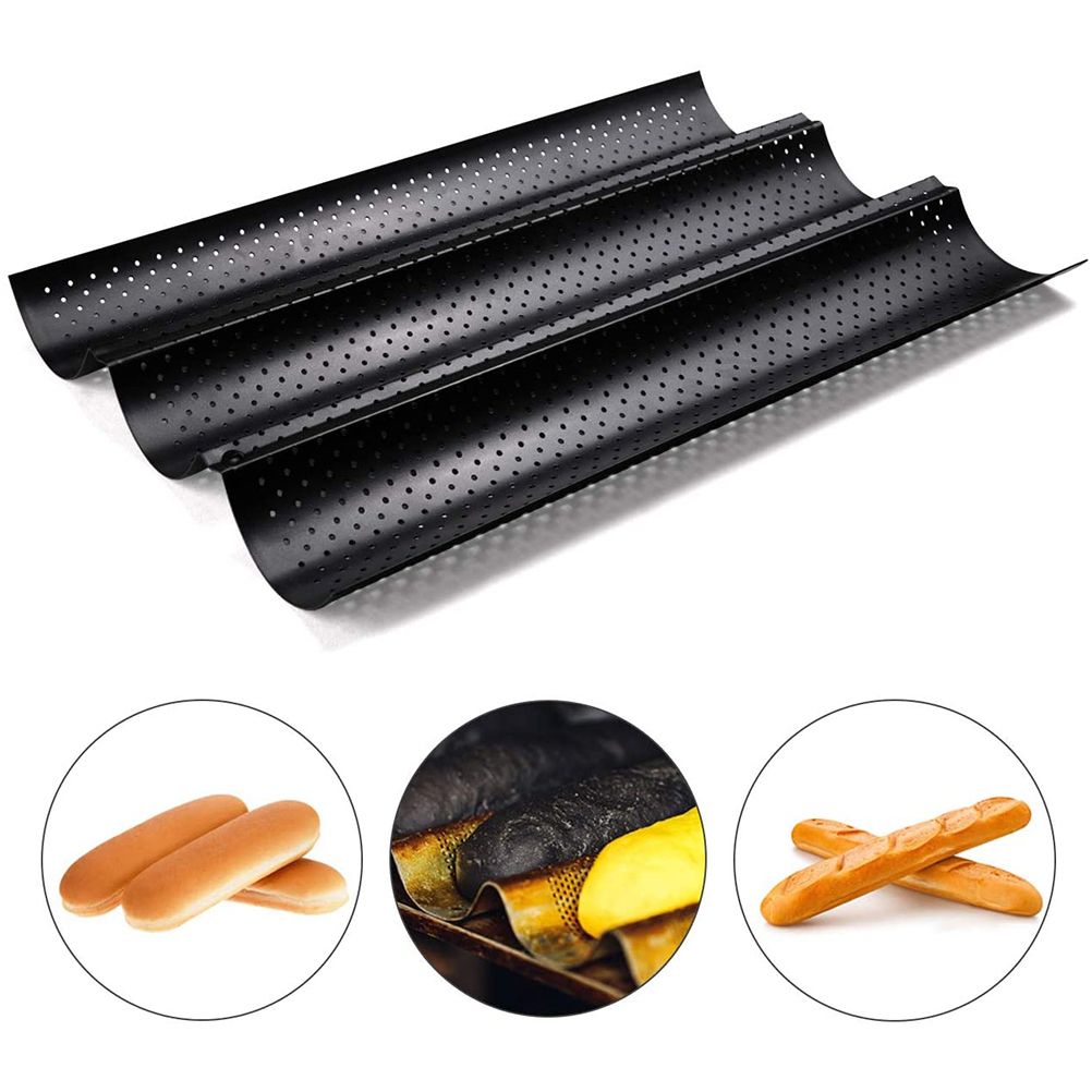 3 Loaf Baguette Pan French Bread Baking Pan Nonstick Bake Mold Toast Cooking Bakers Molding