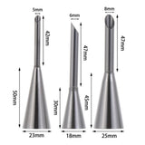 3PCS/Set Stainless Steel Cream Puff Nozzles Pastry Tips Piping Nozzles Cupcake Cake Decorating Tool - Side View