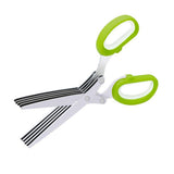 Herb Scissors with 5 Blades Kitchen Gadgets Cutter Chopper and Mincer Multipurpose Kitchen Scissors with Cover Brush Leaf Peeler - Front View