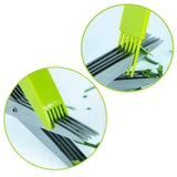 Herb Scissors with 5 Blades Kitchen Gadgets Cutter Chopper and Mincer Multipurpose Kitchen Scissors with Cover Brush Leaf Peeler - 45-Degree Angle