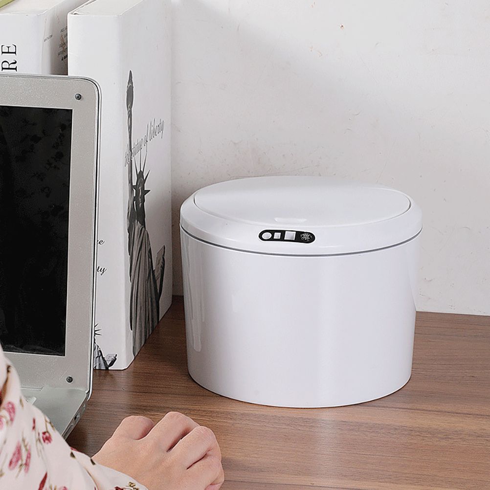 Desktop Sensor Trash Can Battery Operated Automatic Mini Waste Basket with Lid for Desk and Vehicle 3L