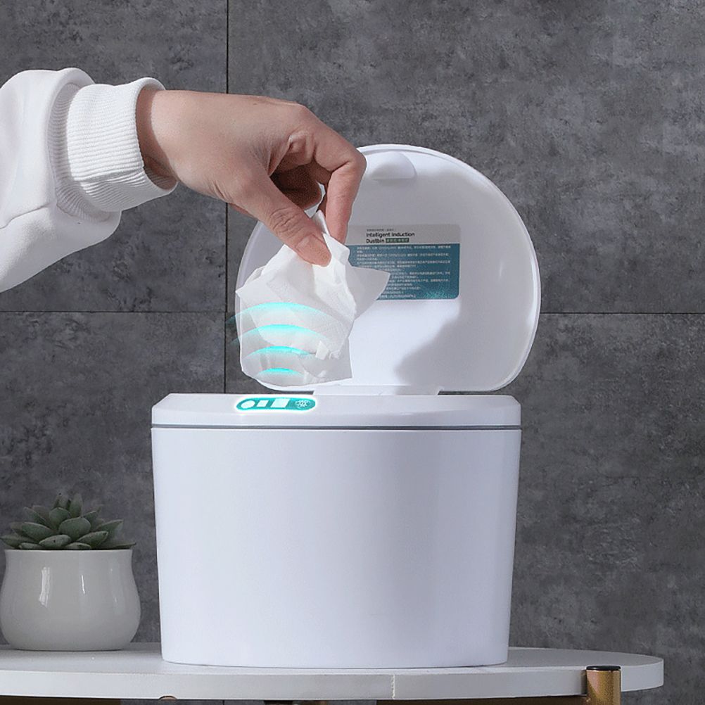 Desktop Sensor Trash Can Battery Operated Automatic Mini Waste Basket with Lid for Desk and Vehicle 3L