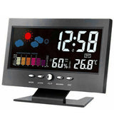 Intelligent Digital Display Weather Clock Wireless Temperature Humidity Meter with Calendar Large Screen Alarm Clock - Front View