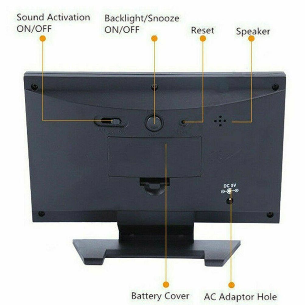 Intelligent Digital Display Weather Clock Wireless Temperature Humidity Meter with Calendar Large Screen Alarm Clock