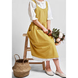 Women Kitchen Cooking Apron with 2 Front Pockets Cotton Linen Apron Coffee Shops Flower Shops Work Cleaning Aprons