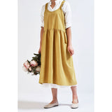 Women Kitchen Cooking Apron with 2 Front Pockets Cotton Linen Apron Coffee Shops Flower Shops Work Cleaning Aprons - Extra Image
