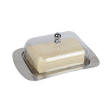 Butter Dish Stainless Steel Food Storage Dish with Transparent Sealing Lid