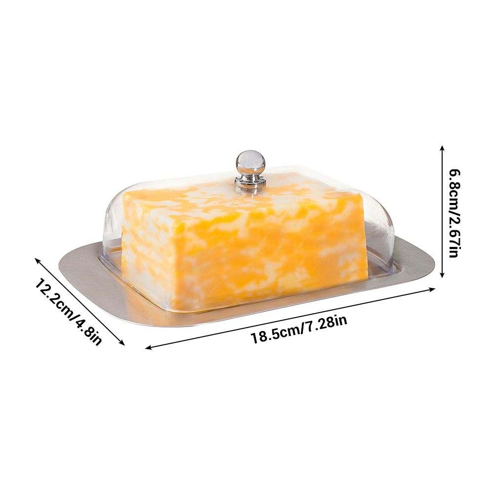 Butter Dish Stainless Steel Food Storage Dish with Transparent Sealing Lid