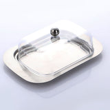 Butter Dish Stainless Steel Food Storage Dish with Transparent Sealing Lid - 45-Degree Angle