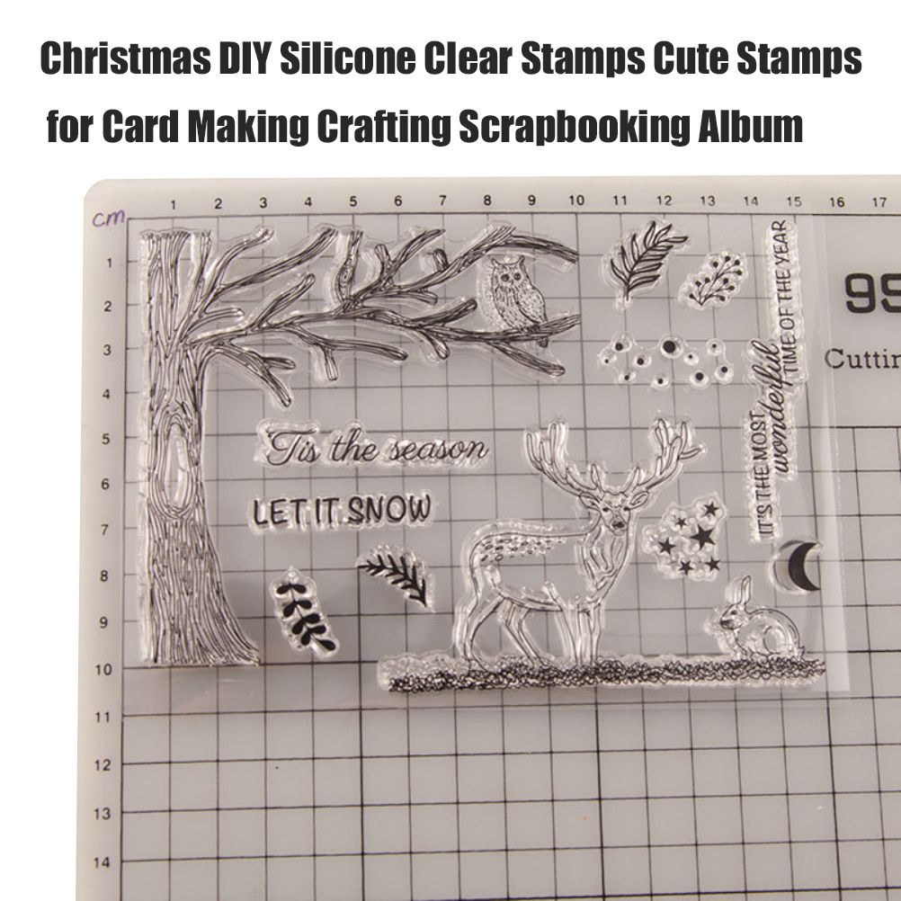Christmas Clear Stamps Christmas DIY Silicone Clear Stamps Cute Stamps for Card Making Crafting Scrapbooking Album