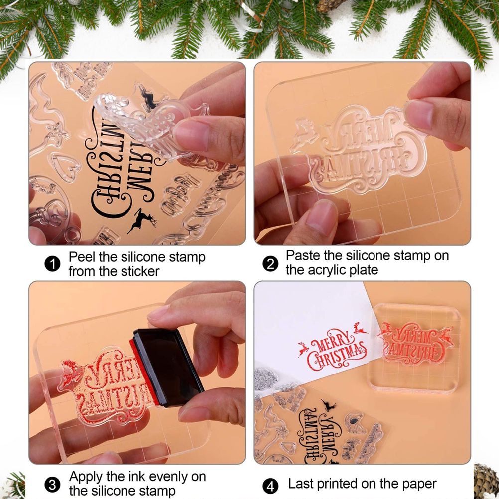 Christmas Clear Stamps Christmas DIY Silicone Clear Stamps Cute Stamps for Card Making Crafting Scrapbooking Album