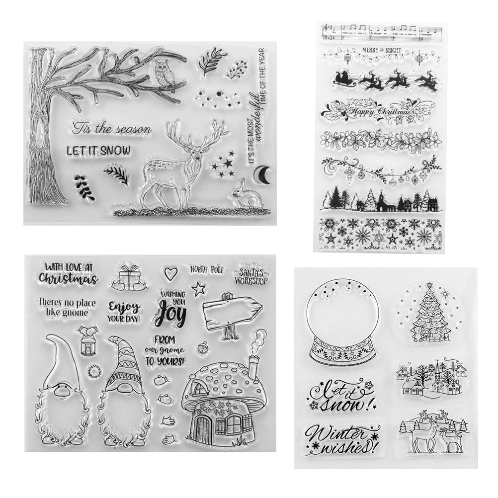 Christmas Clear Stamps Christmas DIY Silicone Clear Stamps Cute Stamps for Card Making Crafting Scrapbooking Album