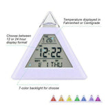 Electric Digital LED Alarm Clock Color Changing Battery Operated Alarm Clock Kids Bedroom Calendar - Close-Up Angle