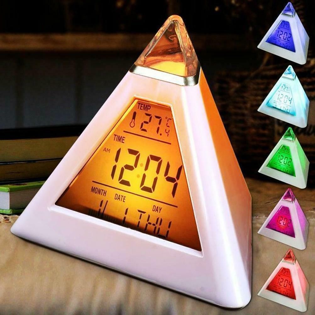 Electric Digital LED Alarm Clock Color Changing Battery Operated Alarm Clock Kids Bedroom Calendar