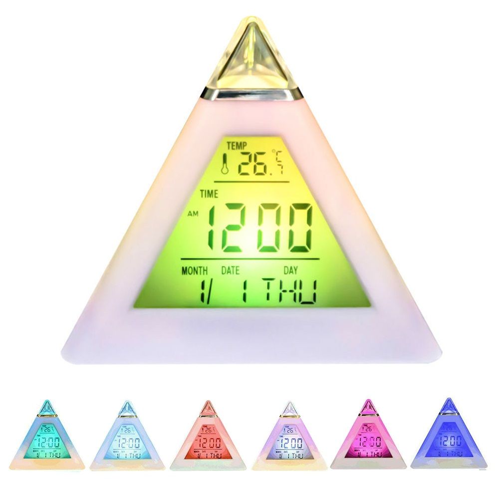 Electric Digital LED Alarm Clock Color Changing Battery Operated Alarm Clock Kids Bedroom Calendar