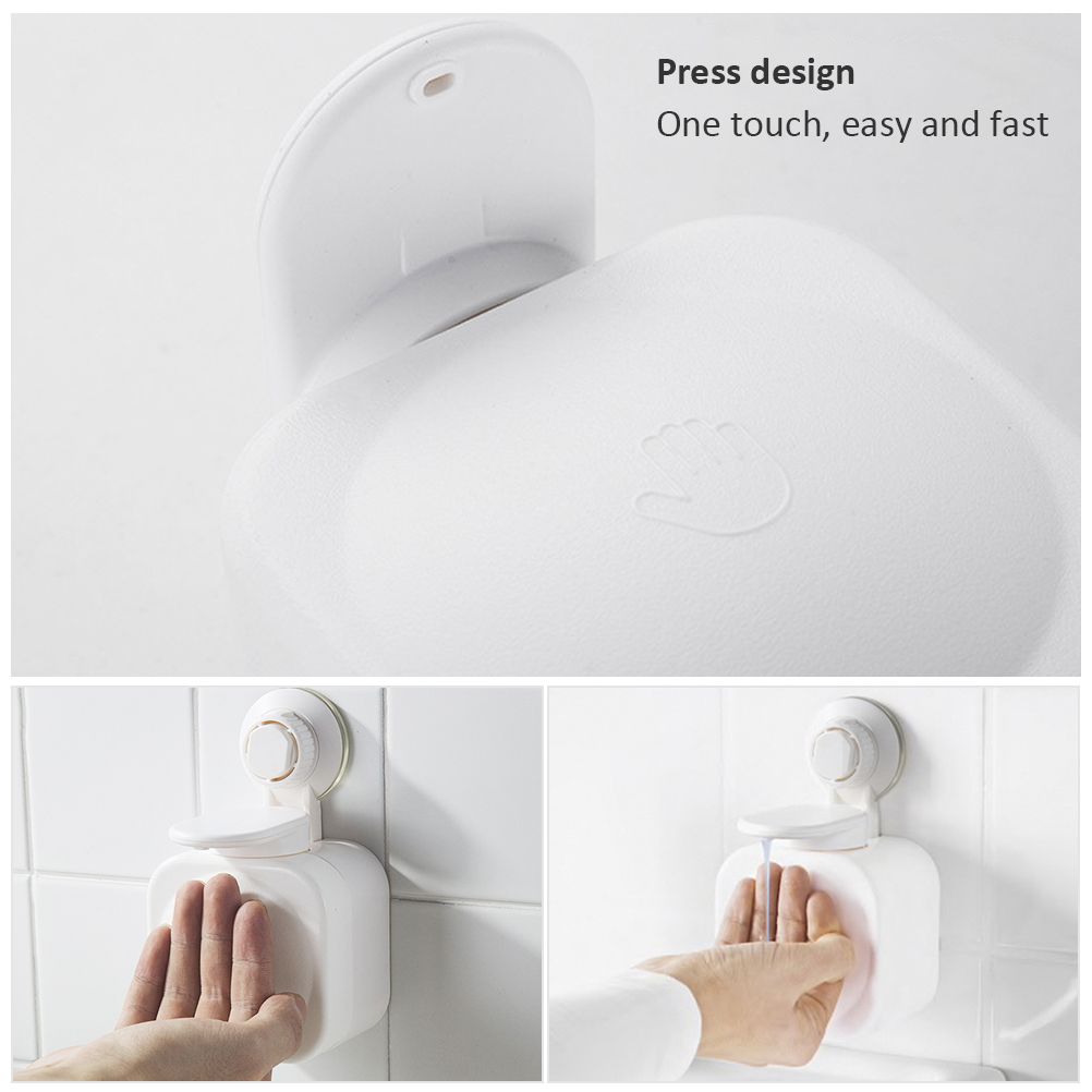 Vacuum Suction Soap Dispenser Wall Mounted Liquid Lotion Holder Punch Free Soap Dispenser