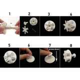 6pcs/set Food Grade Plastic Snowflake Fondant Cake Plunger Cutters Molds DIY Embossing Tools for Baking - Front View