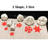 6pcs/set Food Grade Plastic Snowflake Fondant Cake Plunger Cutters Molds DIY Embossing Tools for Baking - Top-Down View