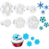 6pcs/set Food Grade Plastic Snowflake Fondant Cake Plunger Cutters Molds DIY Embossing Tools for Baking - Close-Up Angle