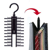 20 Rows Multifunction Tie Rack with Non Slip Clips 360 Degree Rotation Tie Rack