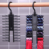 20 Rows Multifunction Tie Rack with Non Slip Clips 360 Degree Rotation Tie Rack