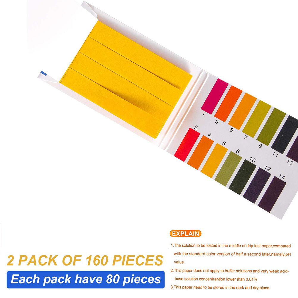 2Packs of 160pcs pH Test Strips ph Paper Plastic Eye Dropper Water Test Paper for Pool Aquarium Soil