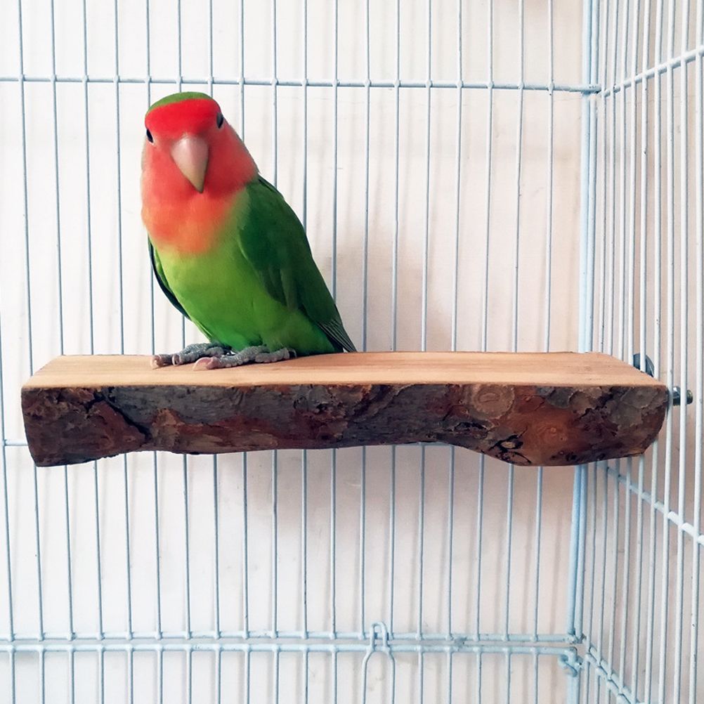 2PCS Wooden Bird Perch Stand Parrot Platform Hanging Perch Toy Bird Cage Accessories