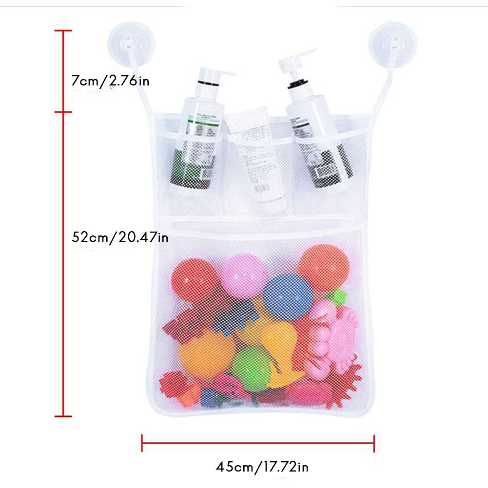 Folding Bathroom Hanging Mesh Baby Bath Toy Net Suction Cup Storage Bag Shower Toy Organizer Bags